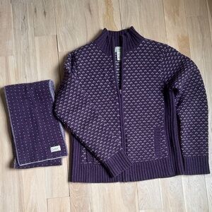 L.L. Bean Purple Wool Sweater with scarf